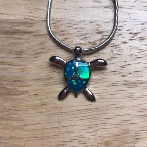 Opal turtle necklace